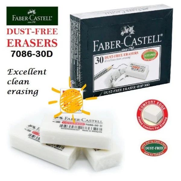 ad6e9ae04a0d1383e5465c434d522fbe.webp FABER CASTELL Dust Free Eraser 7086 30D 4 pcs 30pcs Box