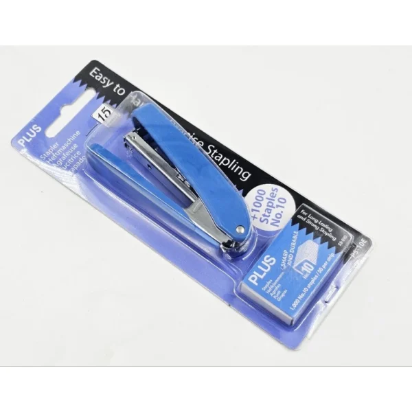 my-11134207-7rasf-mc31pmv2fv6e1f.webp PLUS Stapler Set Office Equipment 15 sheets Staple Blue Colour PS 10E